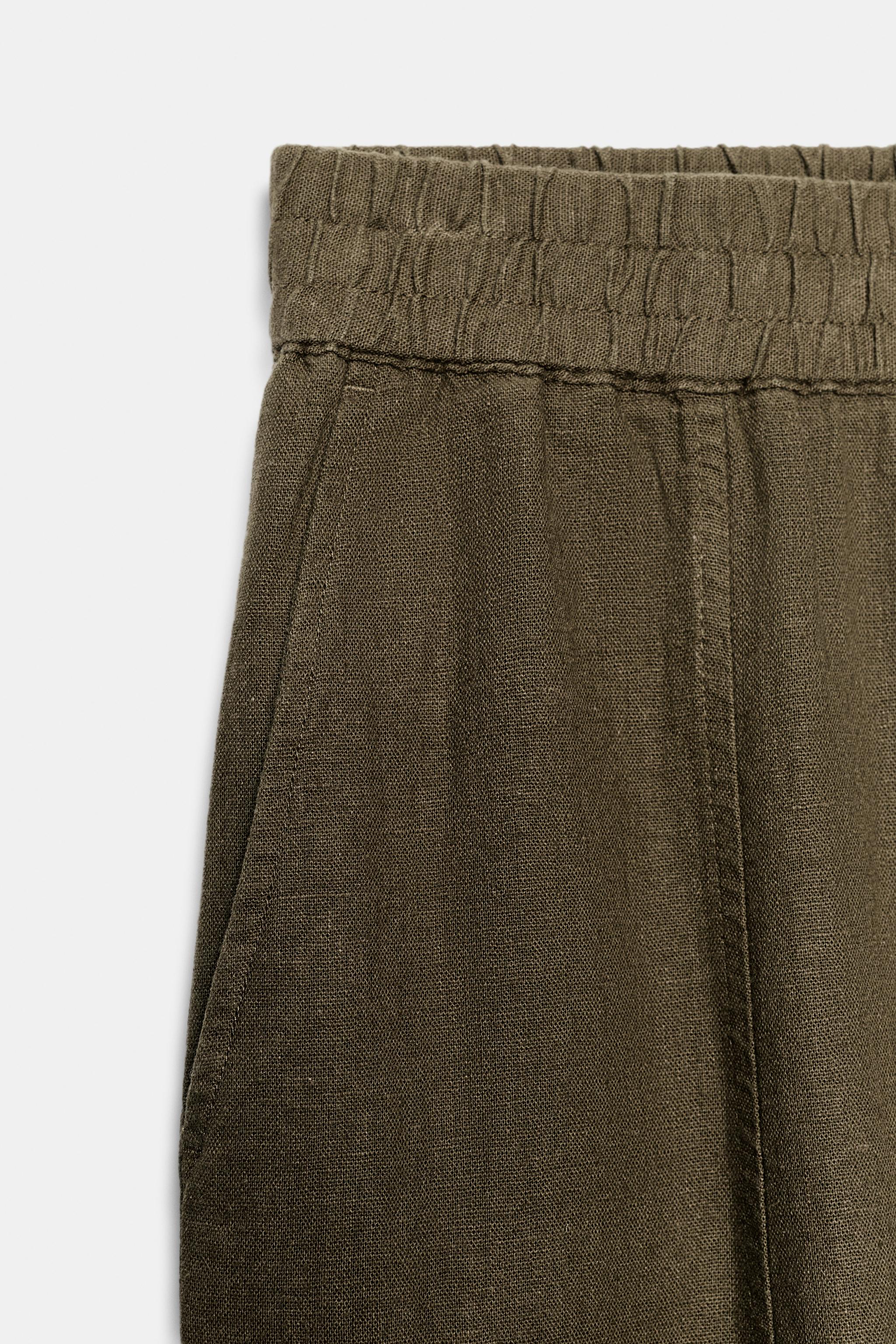 LINEN BARREL PANTS